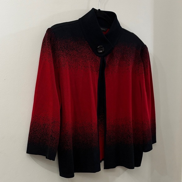 Ming Wang Black and Red Knit Cardigan - XL - single button closure - 3/4 sleeve - Picture 1 of 5